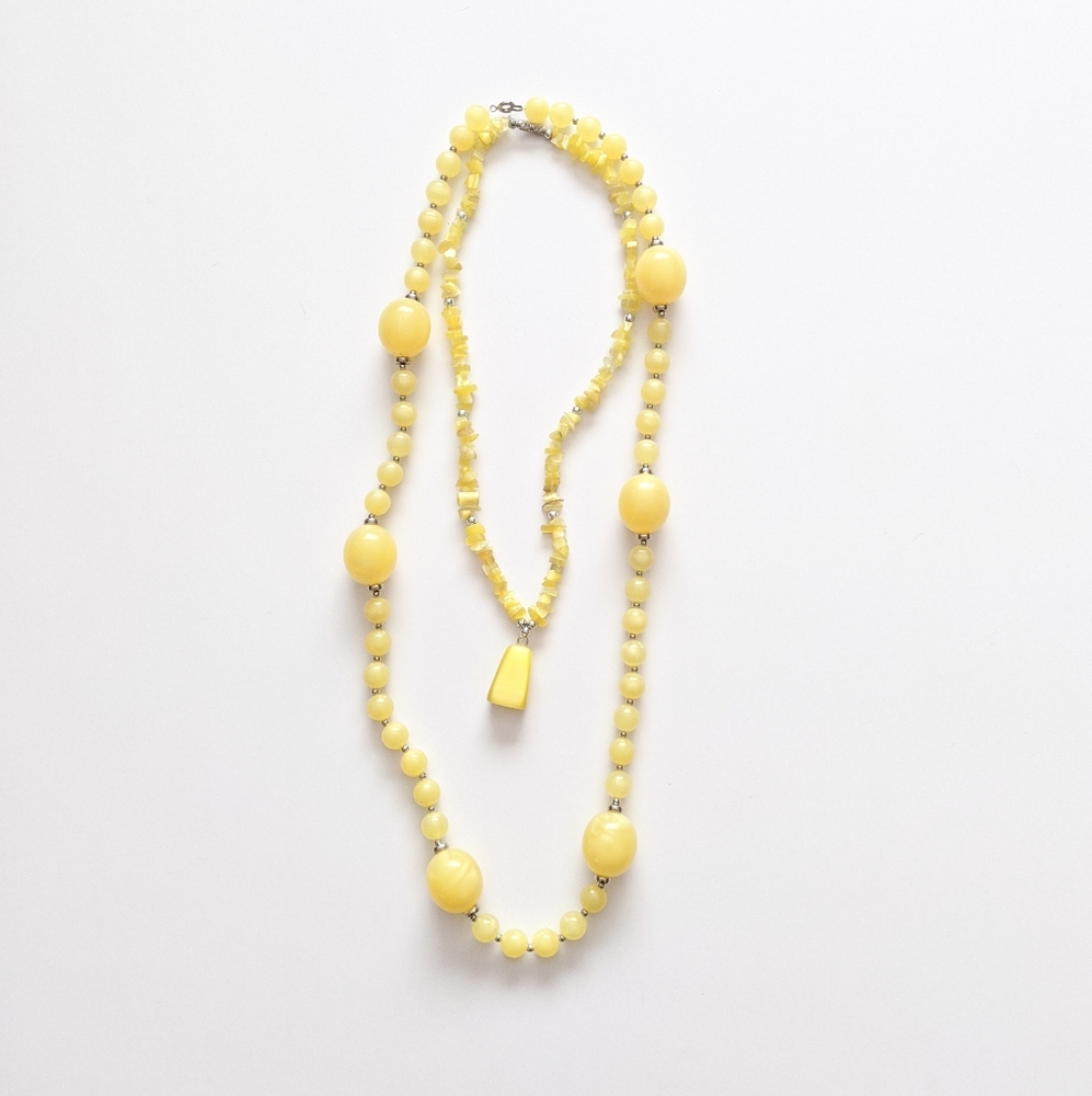 SET Yellow Beaded Necklaces